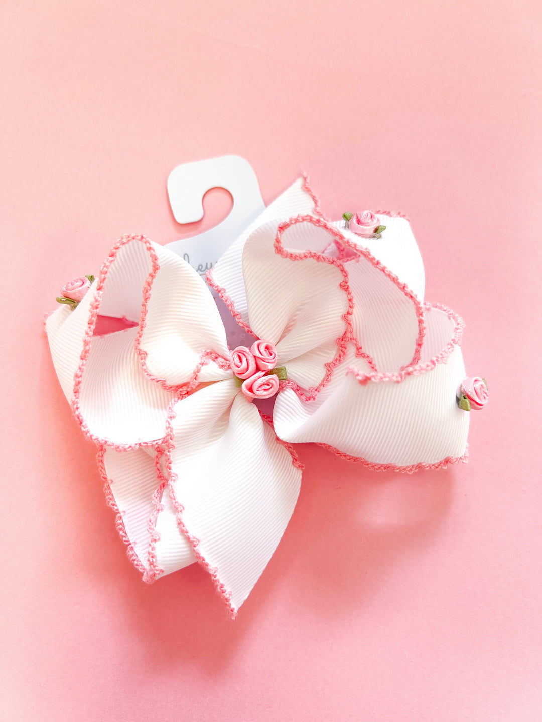 Large Crochet Edge Flower Embellished Bow