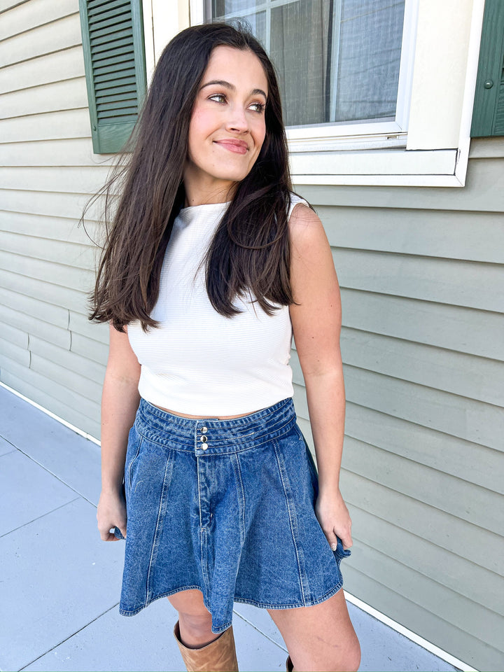 Ivory Thistle Boat Neck Rib Top