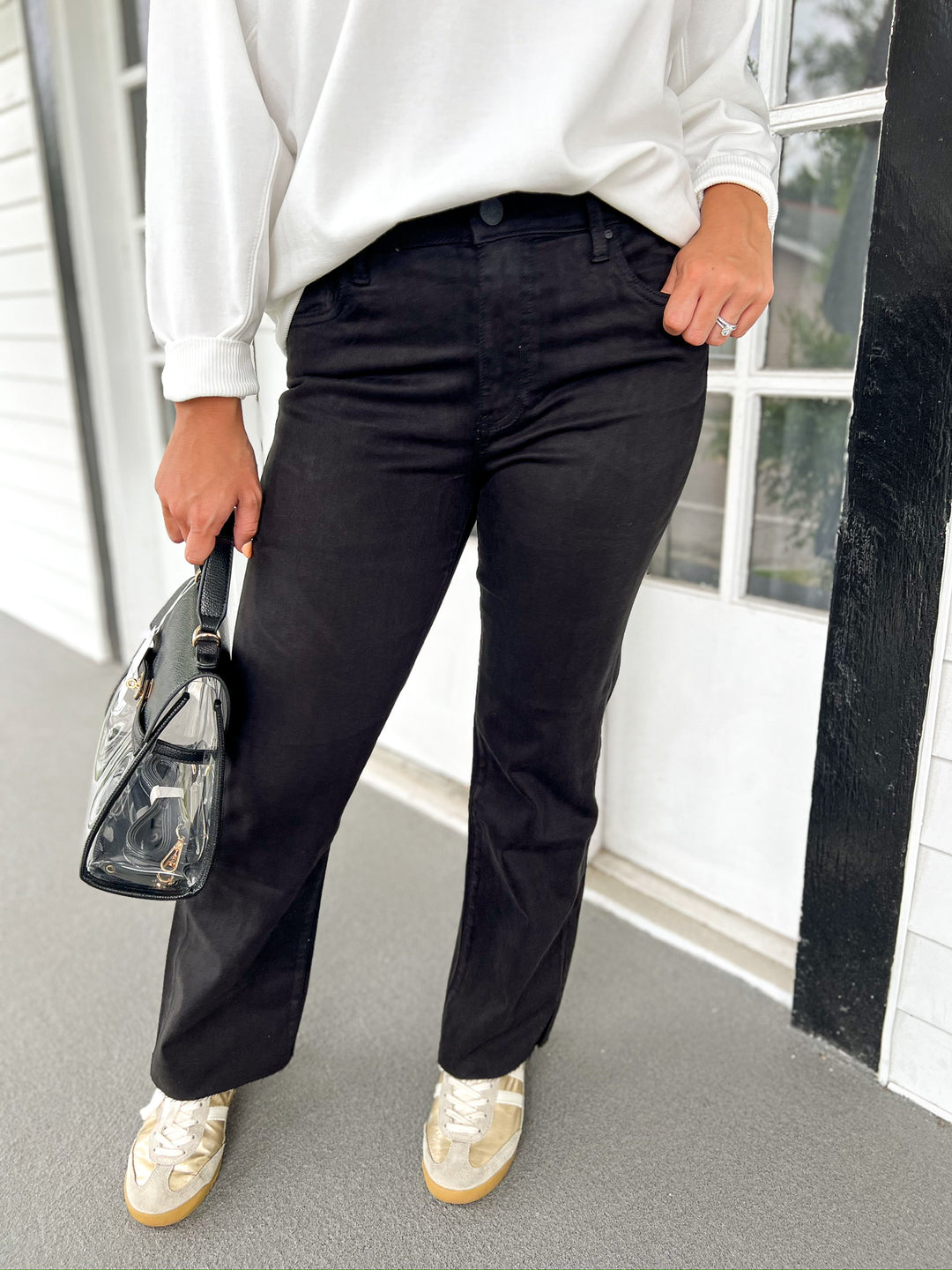 Black Kelsey High Rise Ankle Denim