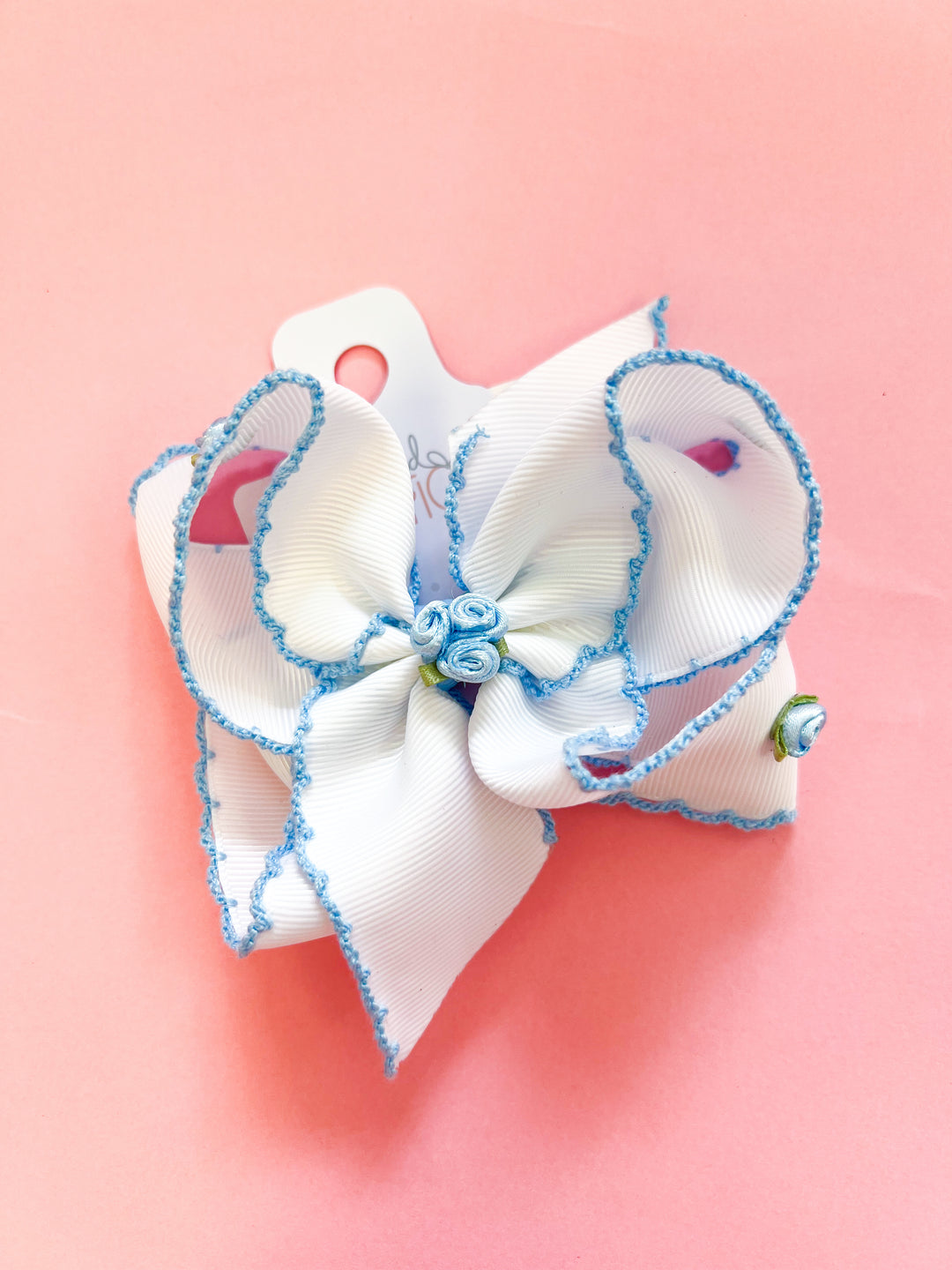Large Crochet Edge Flower Embellished Bow