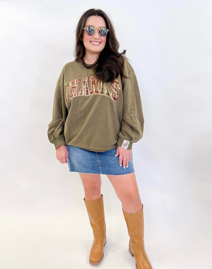 Brown Plaid Thanks Sweatshirt