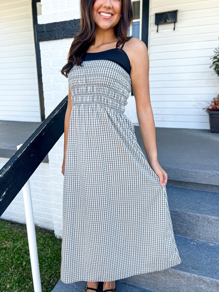 Black & White Gingham Maxi Dress