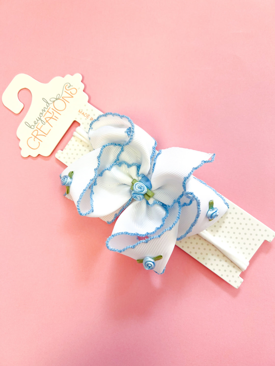 Large Crochet Edge Flower Embellished Bow Headband