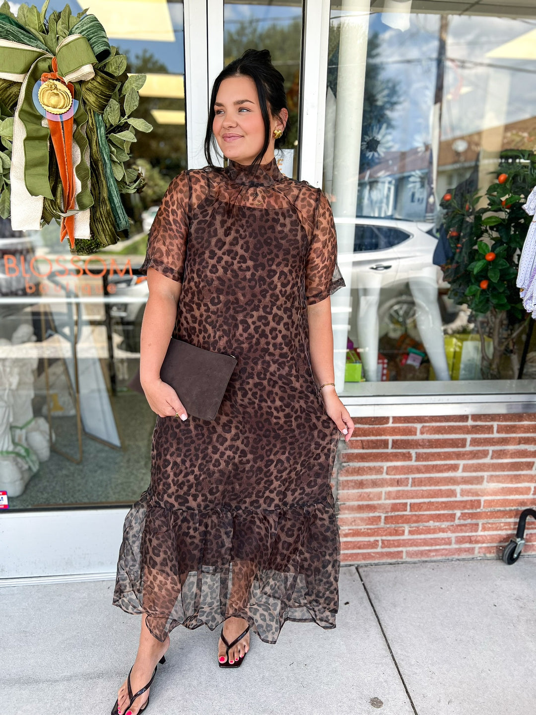 Animal Organza Midi Dress