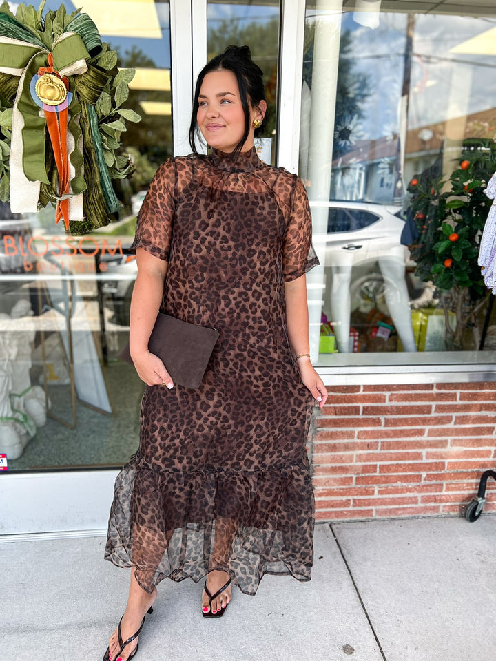 Animal Organza Midi Dress
