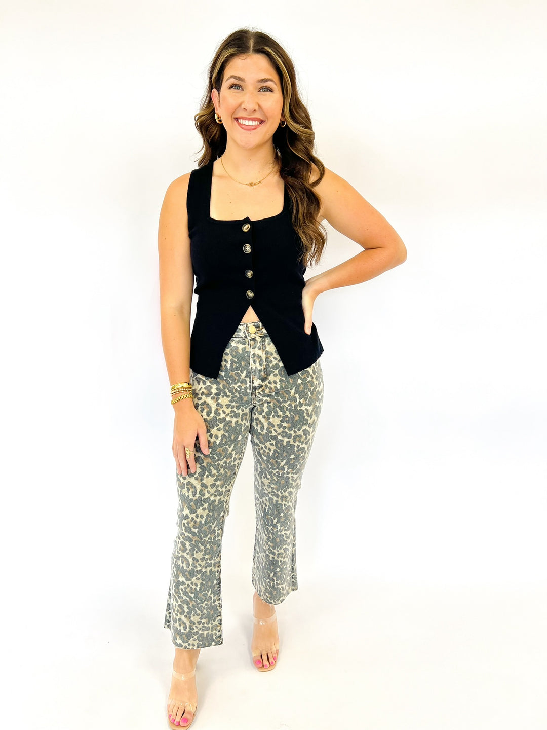 Black Myra Button Knit Vest