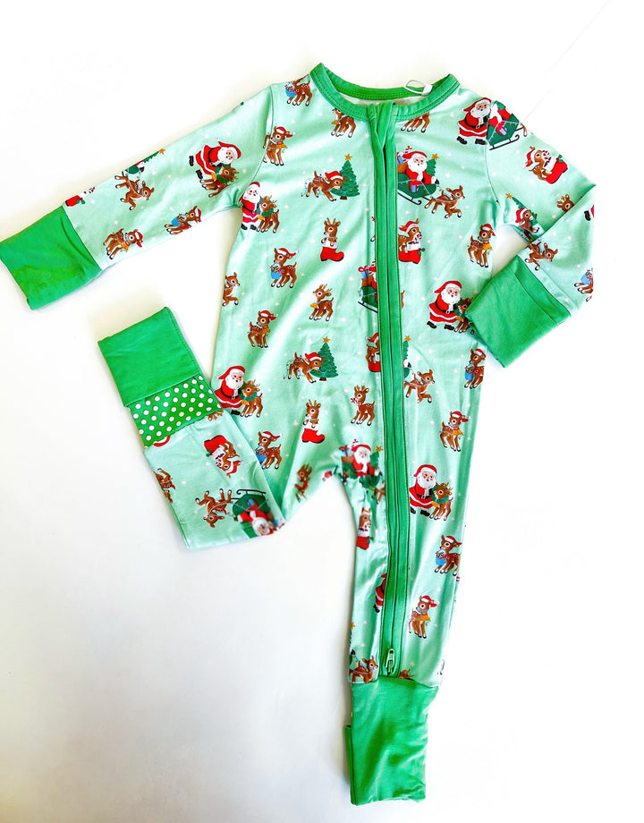Vintage Reindeer & Santa Convertible Romper