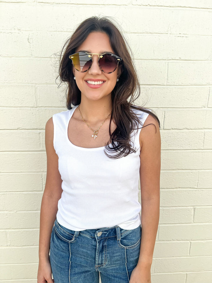 Hayes White Ribbed Tee