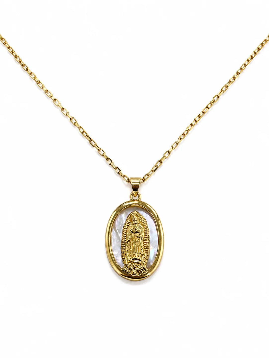 Mother of Pearl Virgin Mary Necklace