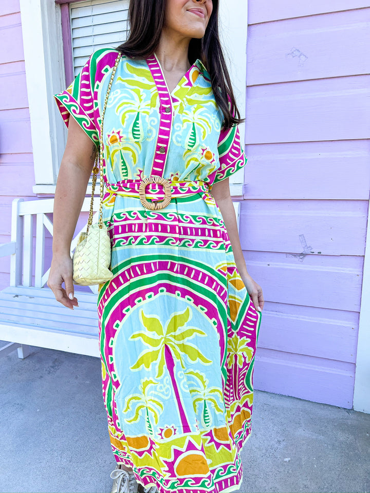 Palm Beach Maxi Belted Shirt Dress
