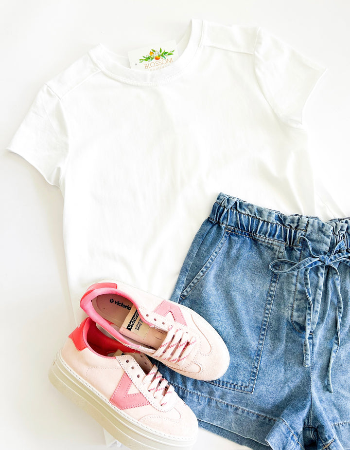 White Back Seam Essential Tee