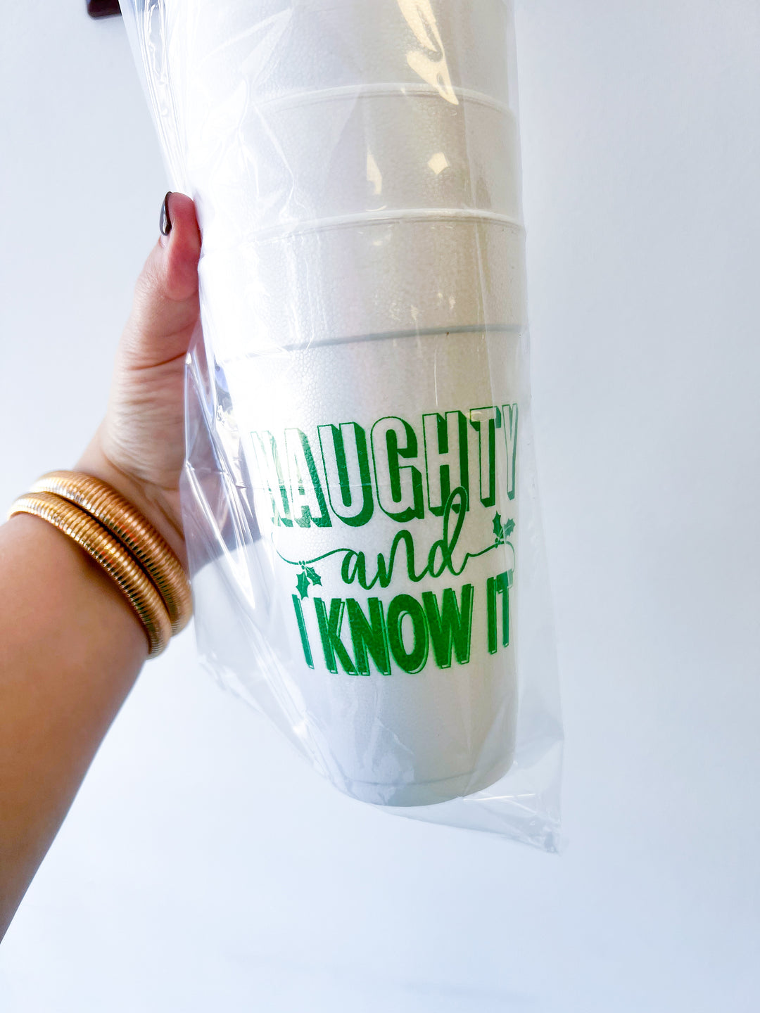 Naughty and I Know It Styrofoam Cup Set