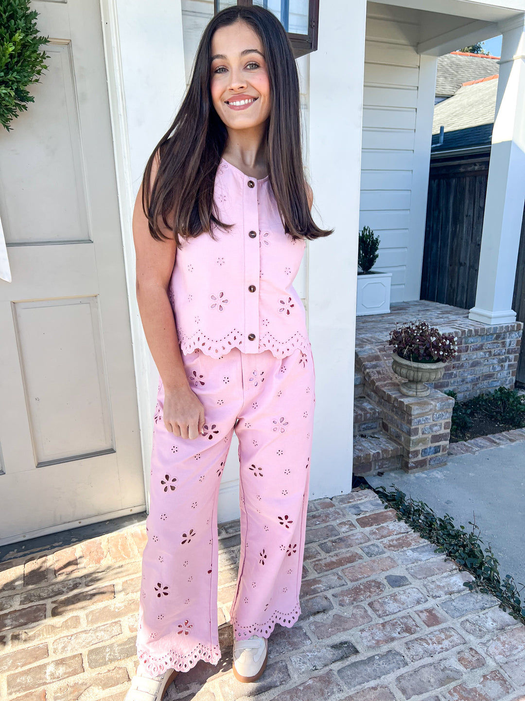 Petal Eyelet Denim Pants