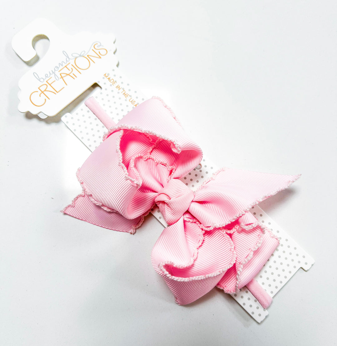 Crochet Edge Bows on Headband Lrg