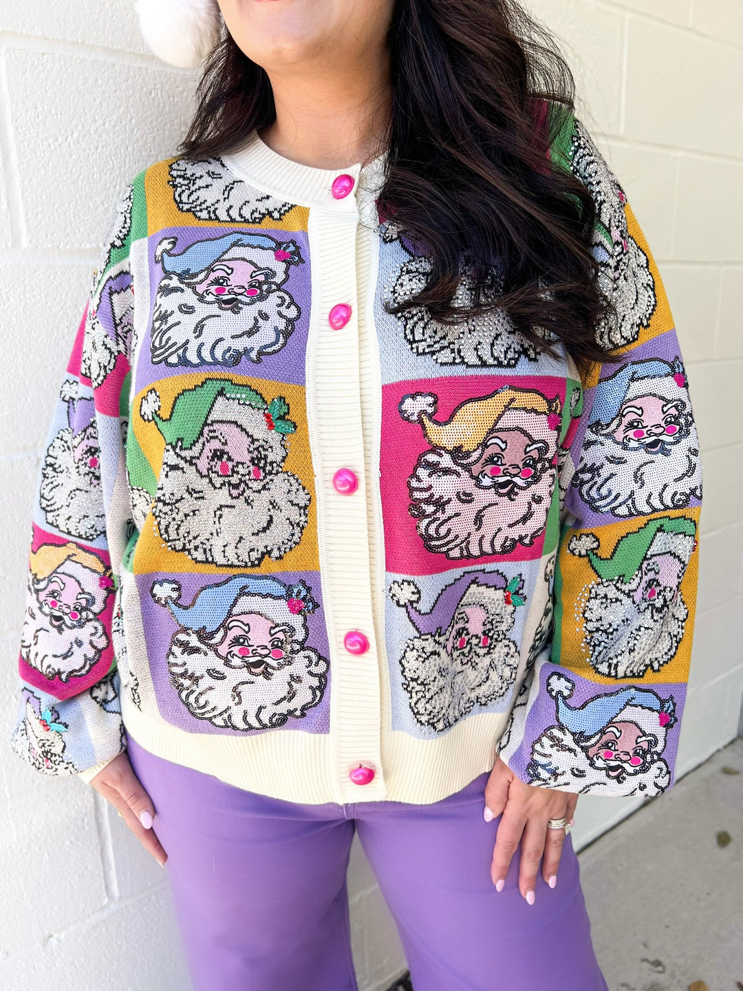 Colorblock Santa Button Up Cardigan