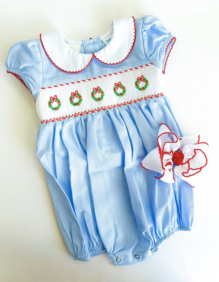 Rosie Wreath Smocked Bubble