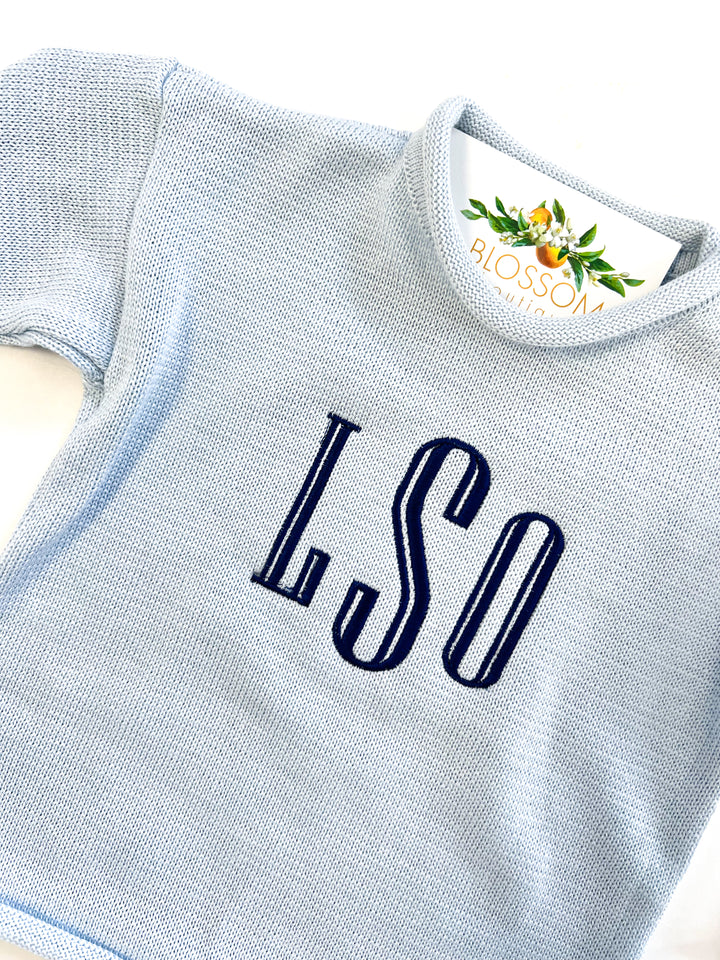 Powder Blue Rolled Neck Pullover