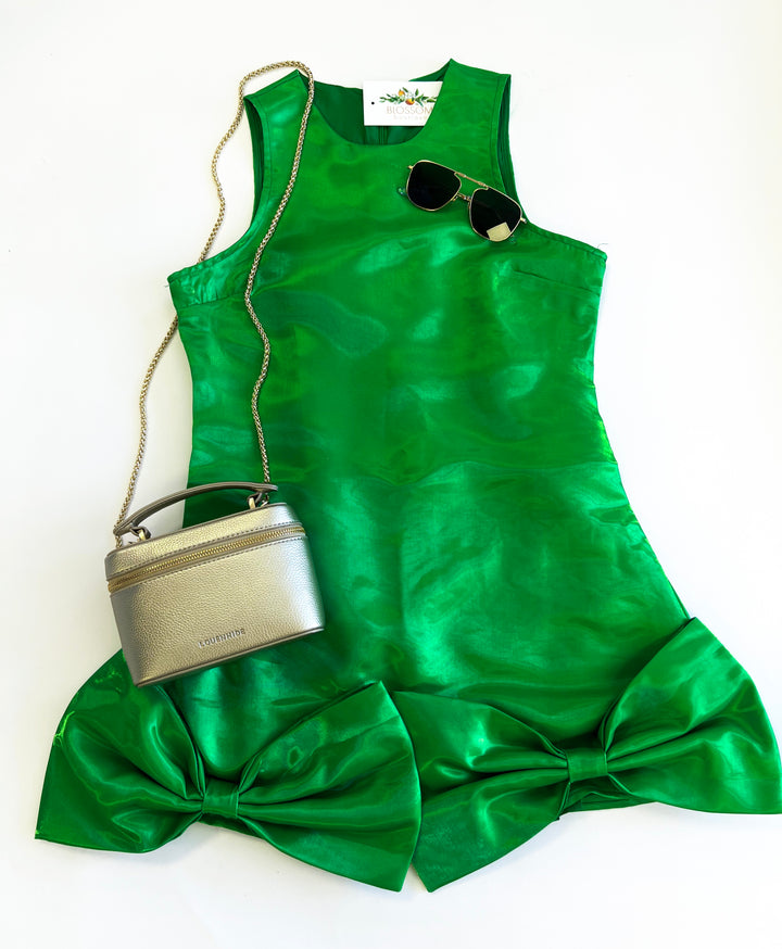 Kelly Green Double Bow Mini Dress