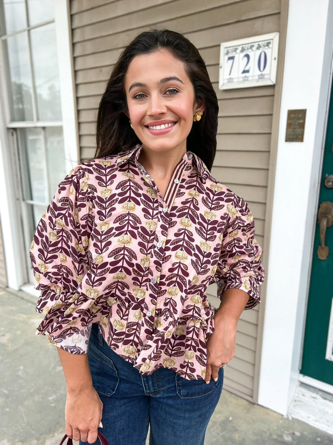 Blushing Brown Falls Top