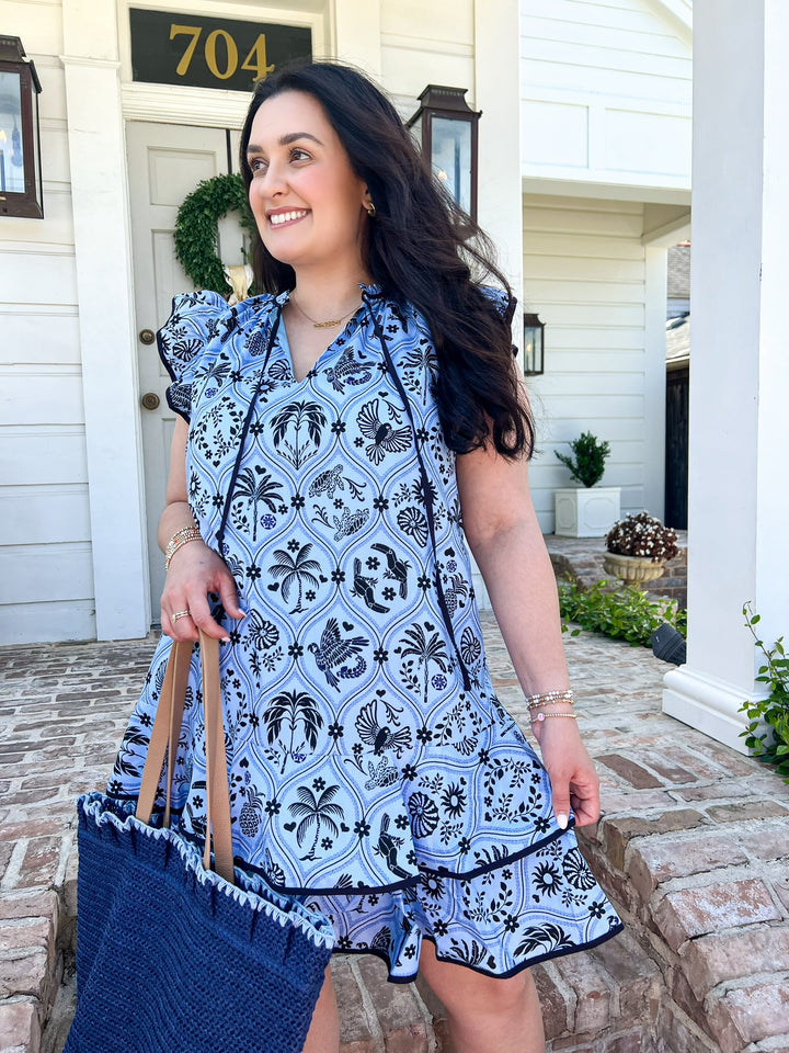 Taris Tropics Ruffle Dress