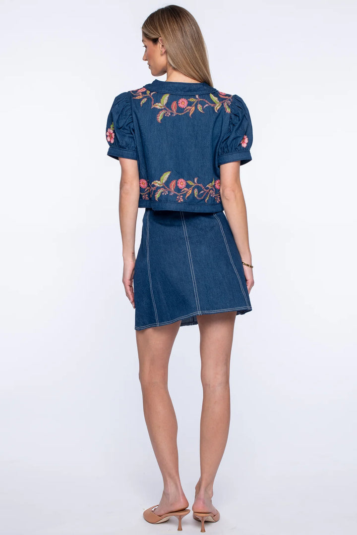 Denim Embroidered Coco Top