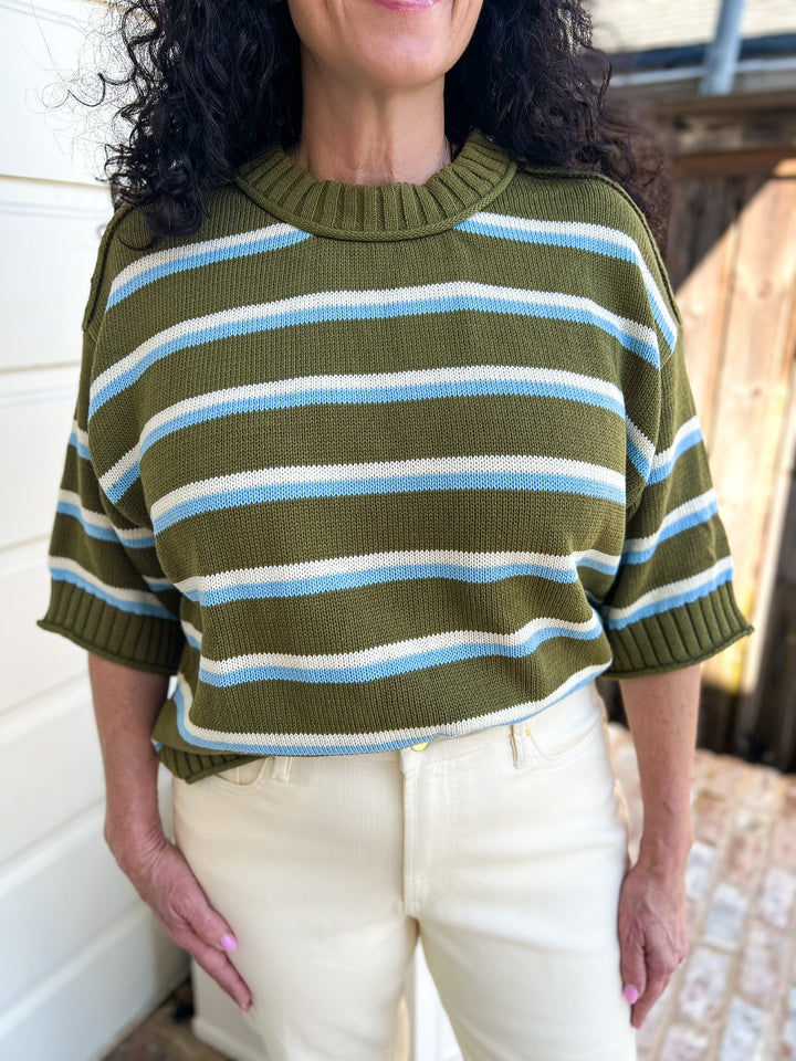 Olive Willow Striped Sweater