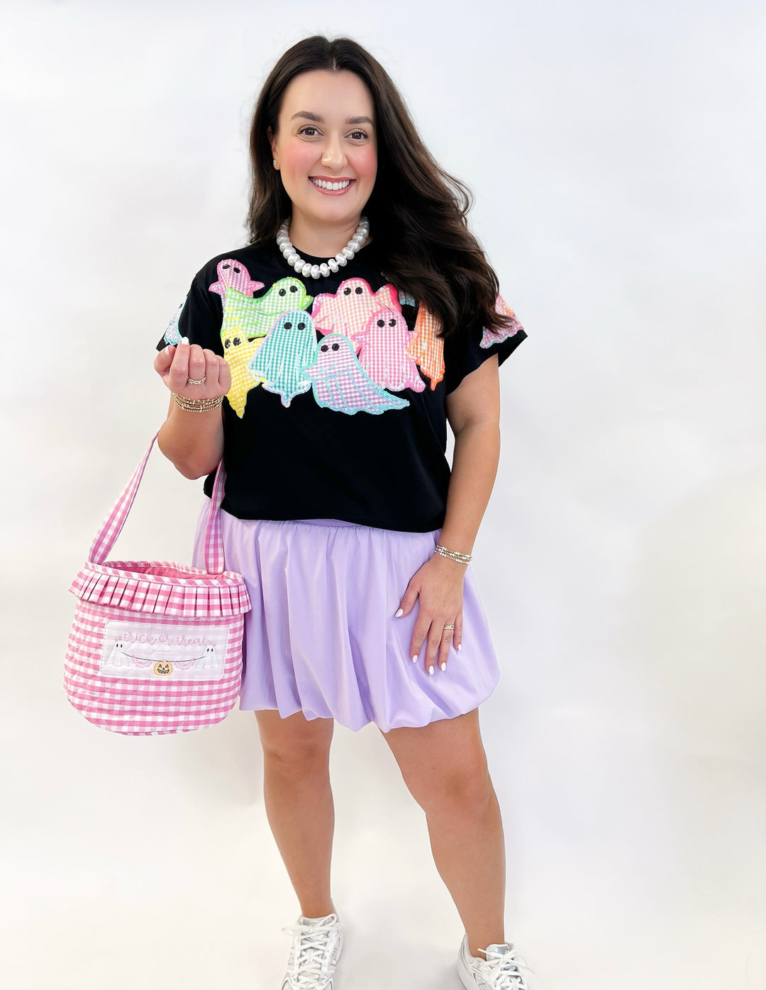 Multi Gingham Ghost Patch Tee