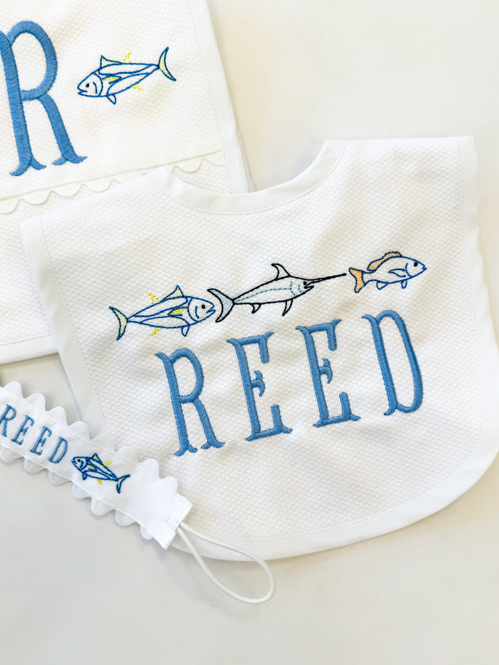 Personalized Themed Plain Trimmed White Bib
