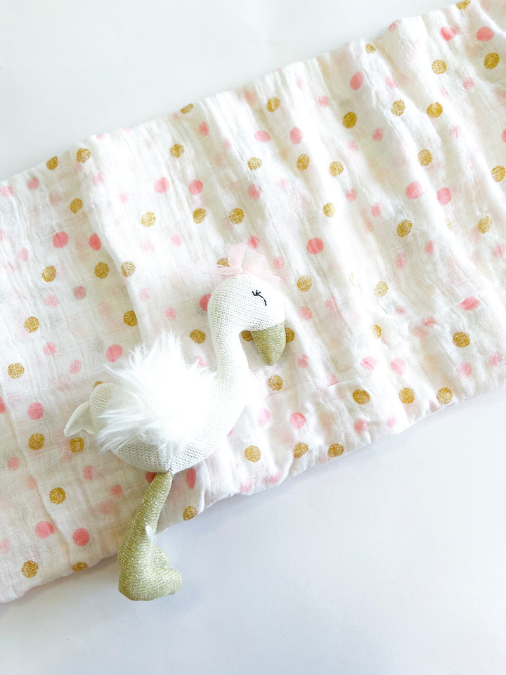 Dot Swaddle and Rattle
