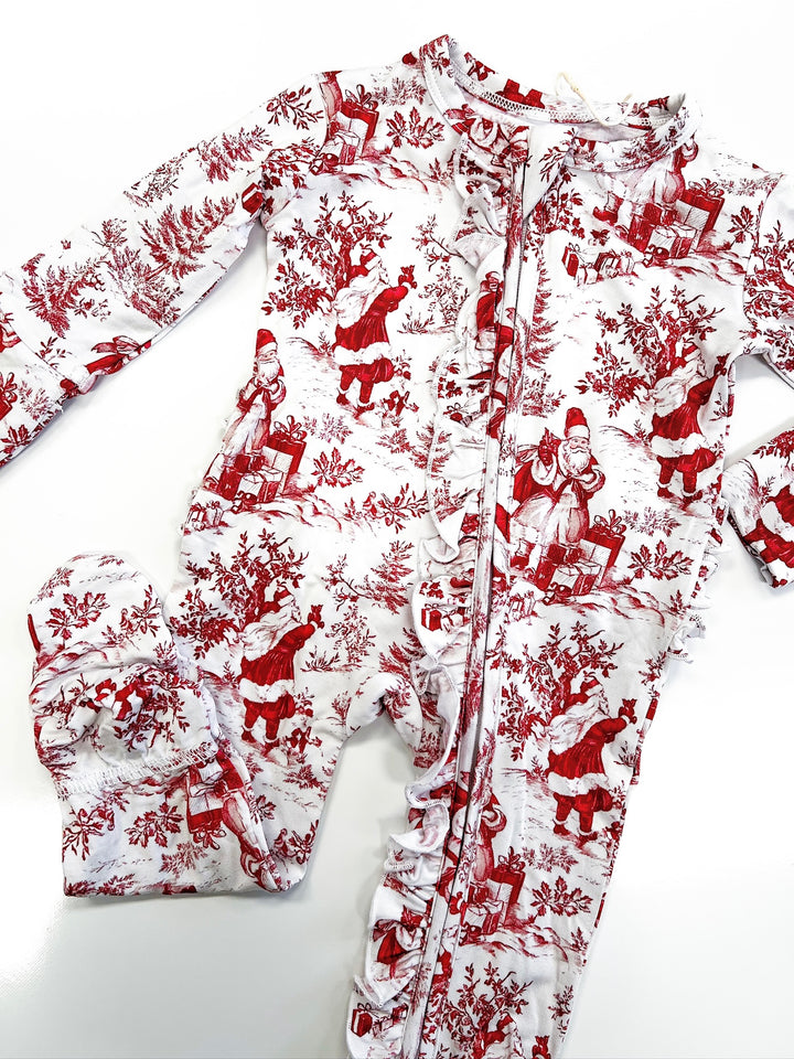 Santa Toile Ruffle Footie