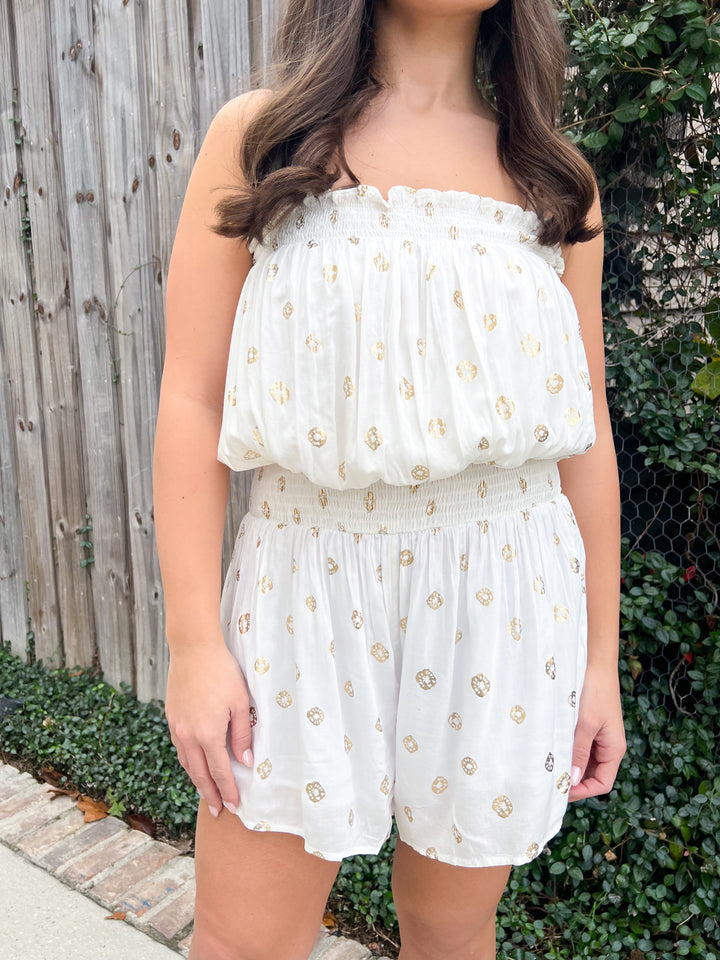 White Polka Dottie Romper