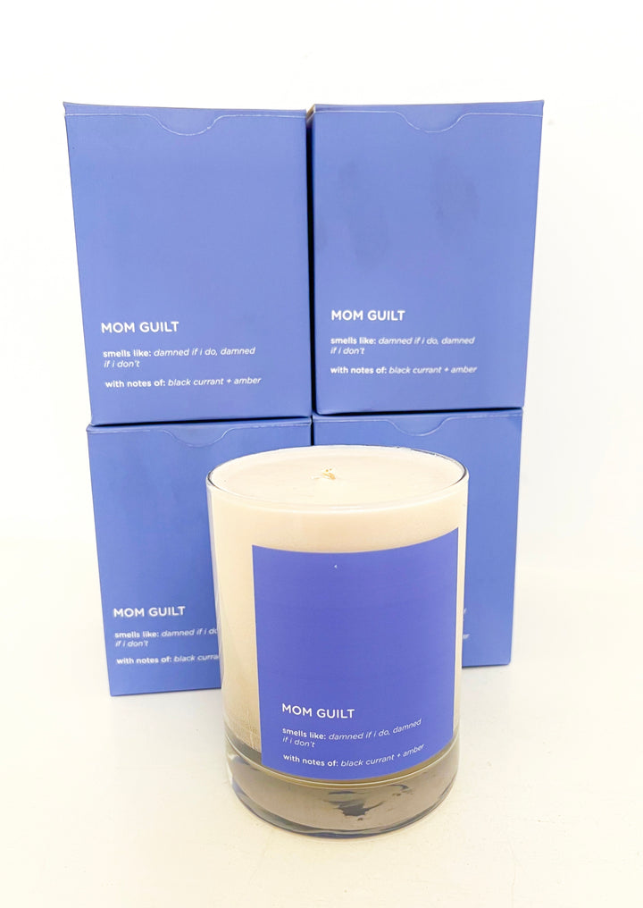Mom Guilt Candle Rocks Glass