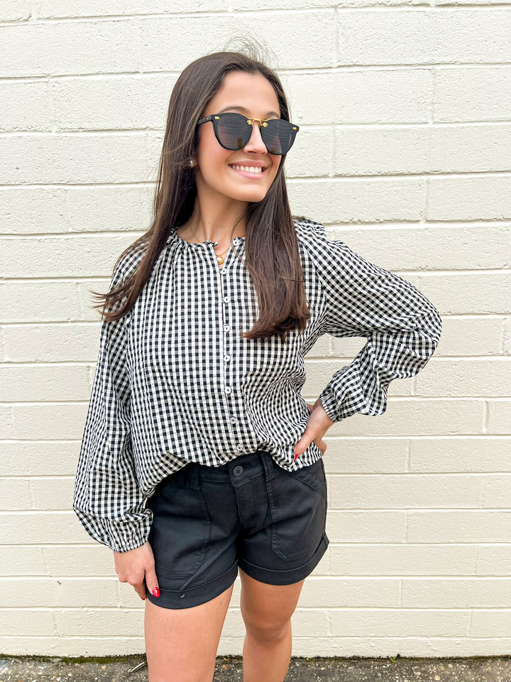 Picnic Perfect Gingham Button Blouse