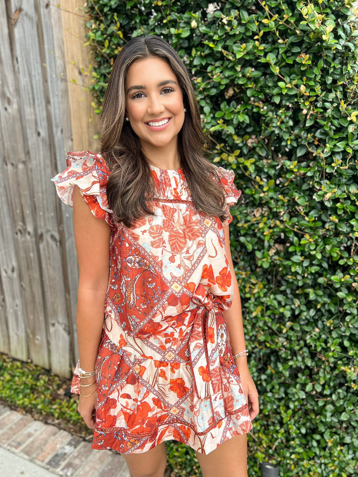 Rust Gia Flutter Skirt Set