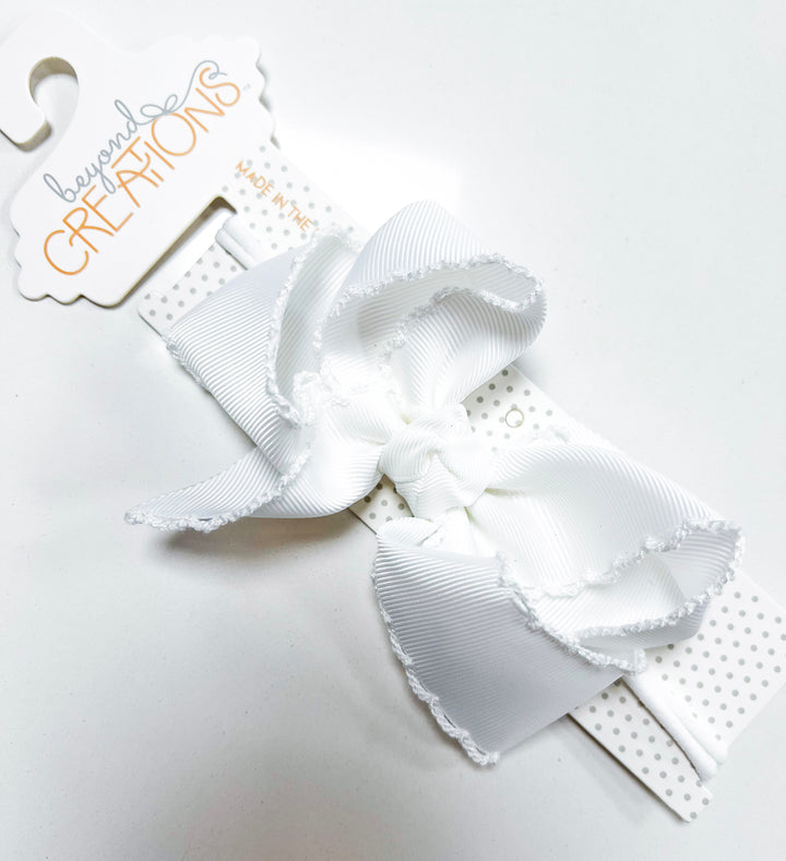 Crochet Edge Bows on Headband Lrg