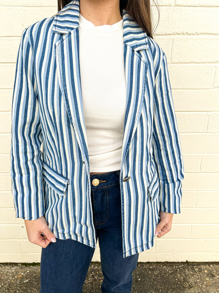 Bluesy Striped Blazer