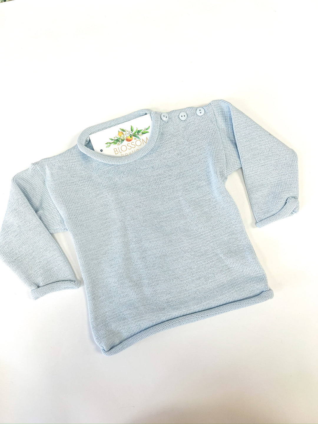 Powder Blue Rolled Neck Pullover