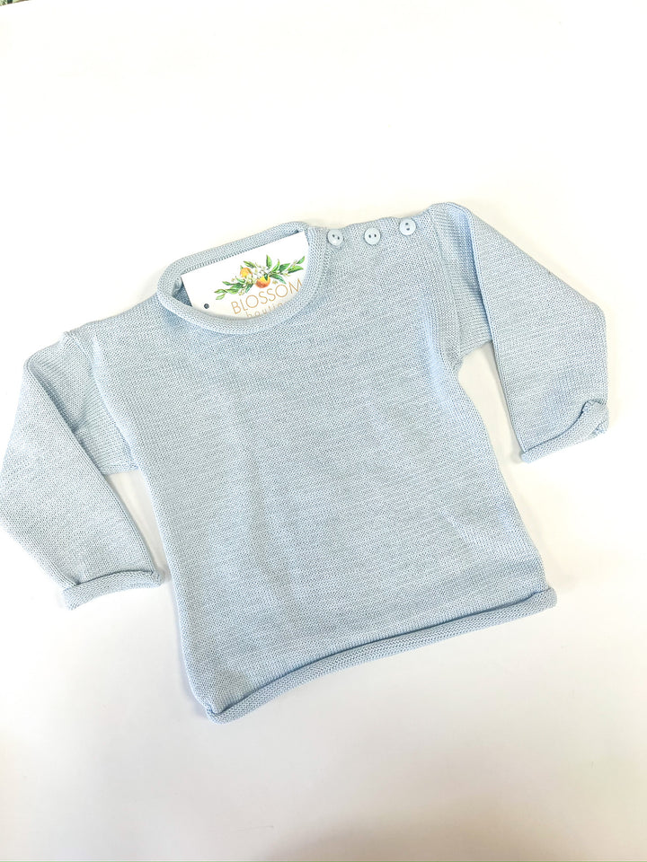 Powder Blue Rolled Neck Pullover