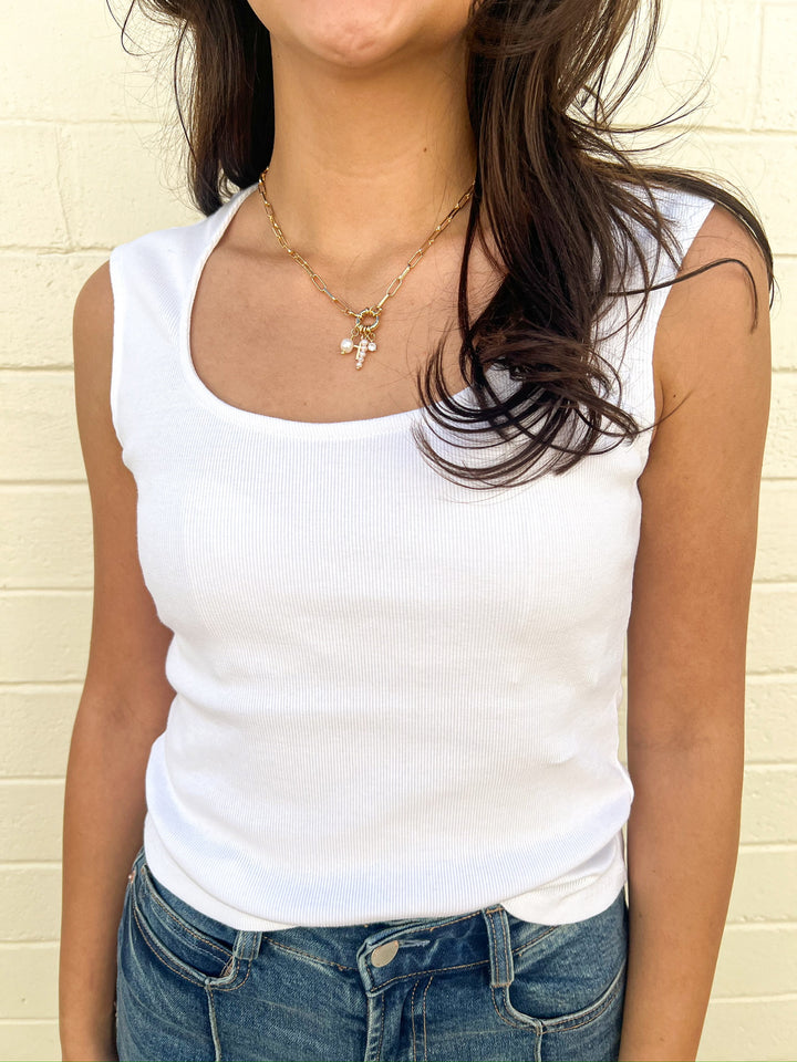 Hayes White Ribbed Tee