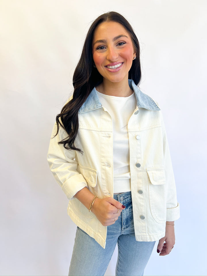 Natural Denim Collar Jacket