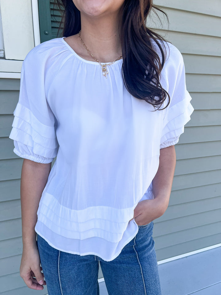 White Tashia Puff Sleeve