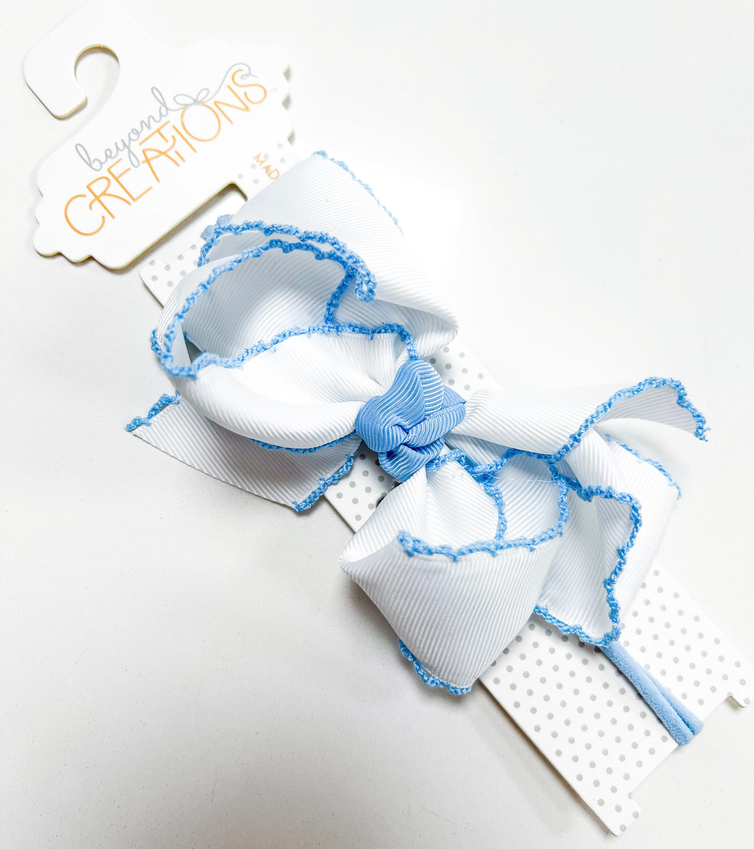 Crochet Edge Bows on Headband Lrg