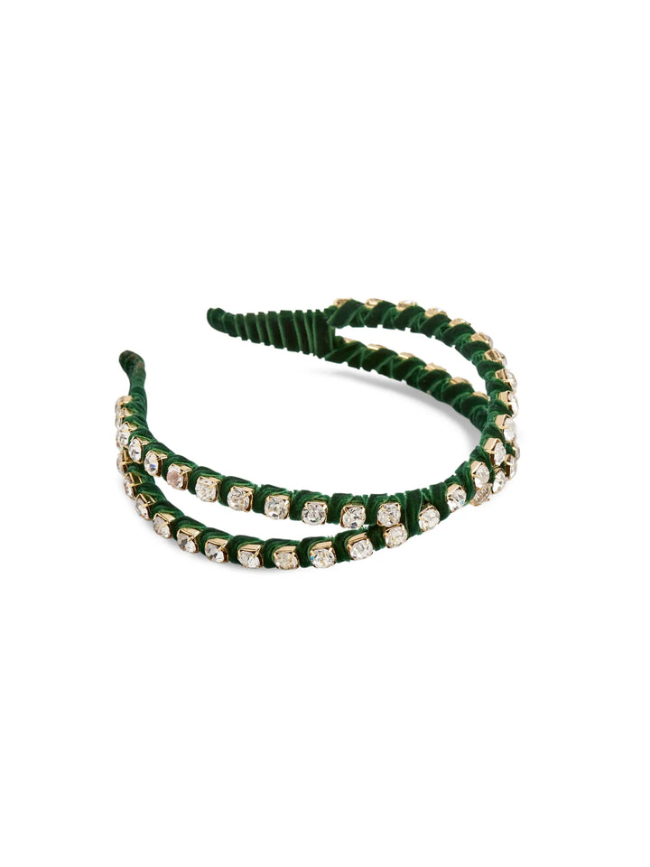 Green Rhinestone Double Headband