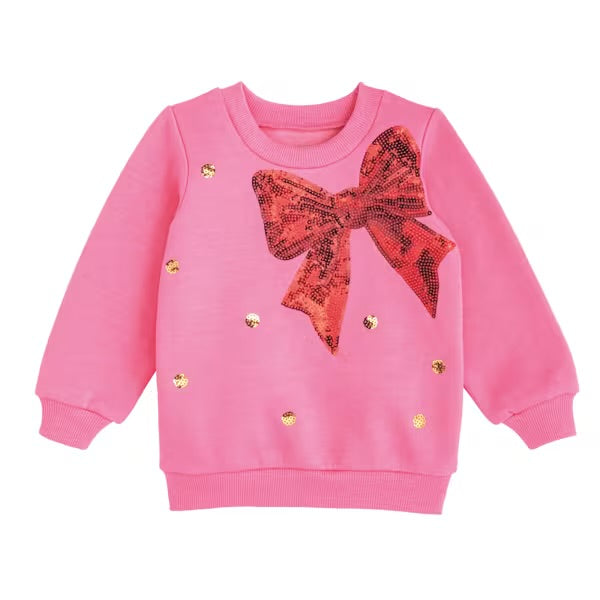 Red Sequin Bow Sweatshirt