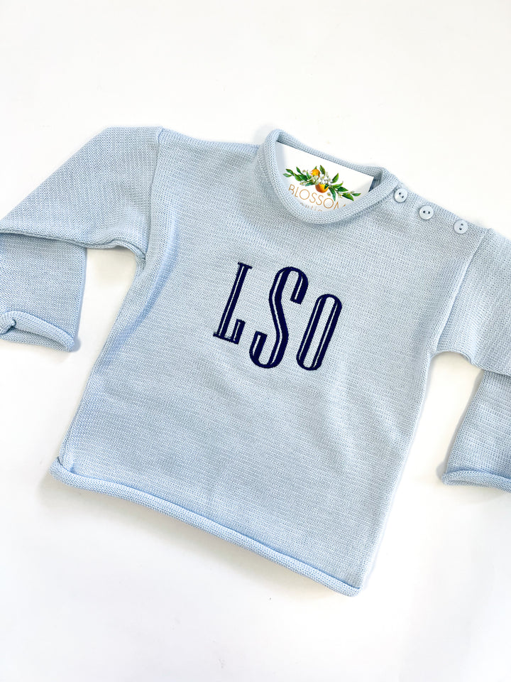 Powder Blue Rolled Neck Pullover