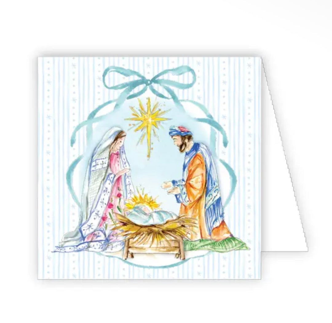 Blue Nativity Enclosed Cards