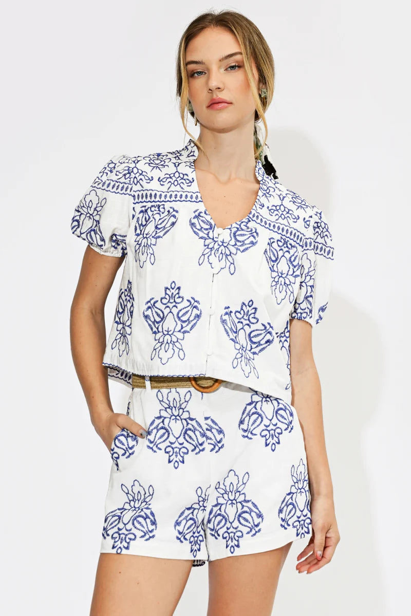 Blue & White Coastal Caitlin Top