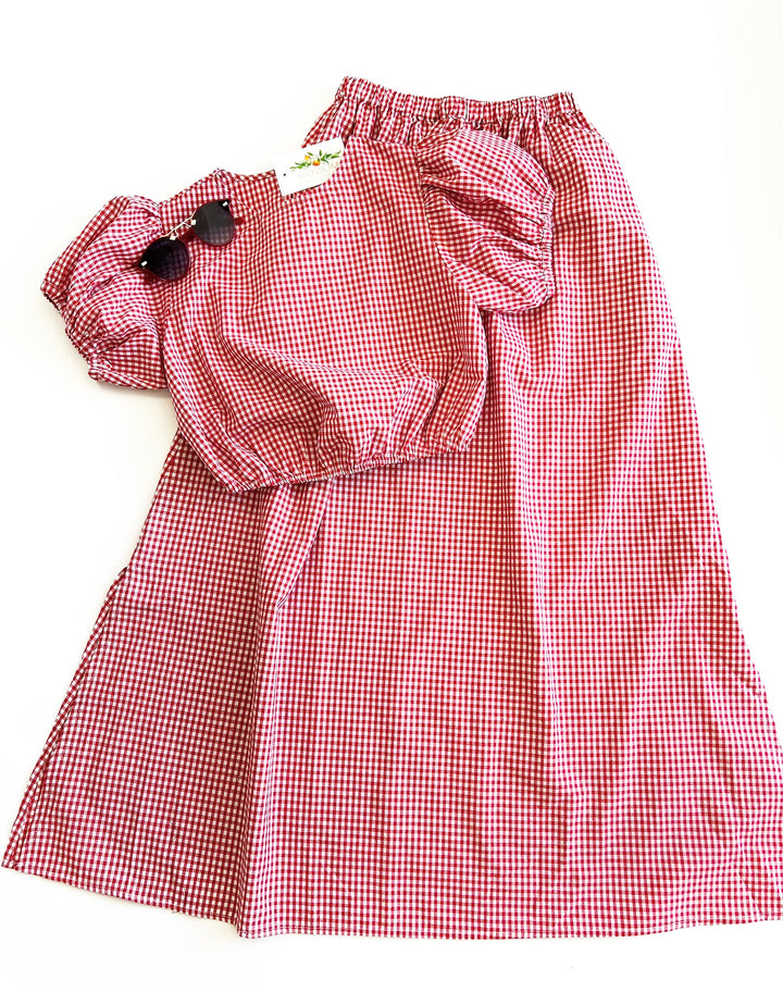 Cherry Gingham Picnic Midi Set
