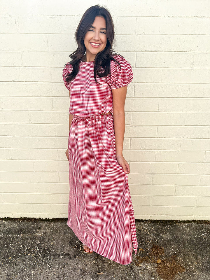 Cherry Gingham Picnic Midi Set
