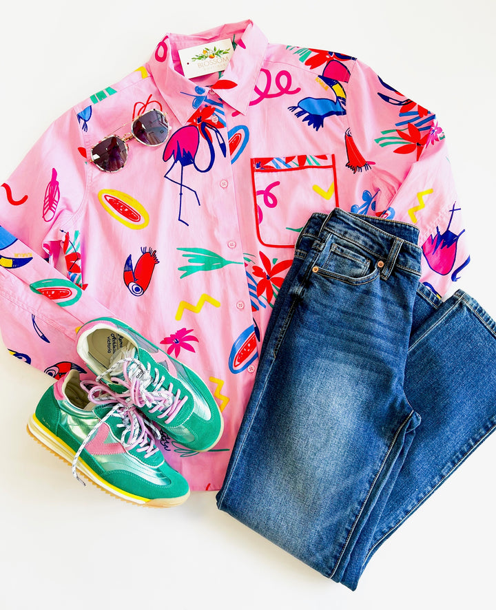 Artist Poplin Button Top